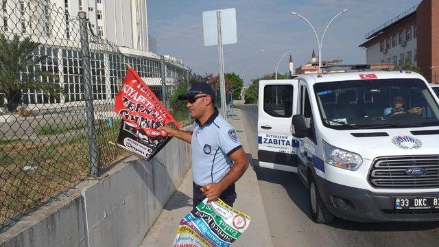 Mersin’de izinsiz asılan afiş ve pankartlara izin yok