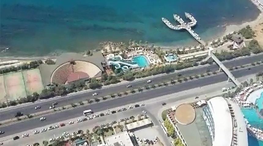Antalya trafiği havadan helikopter ve drone denetlendi
