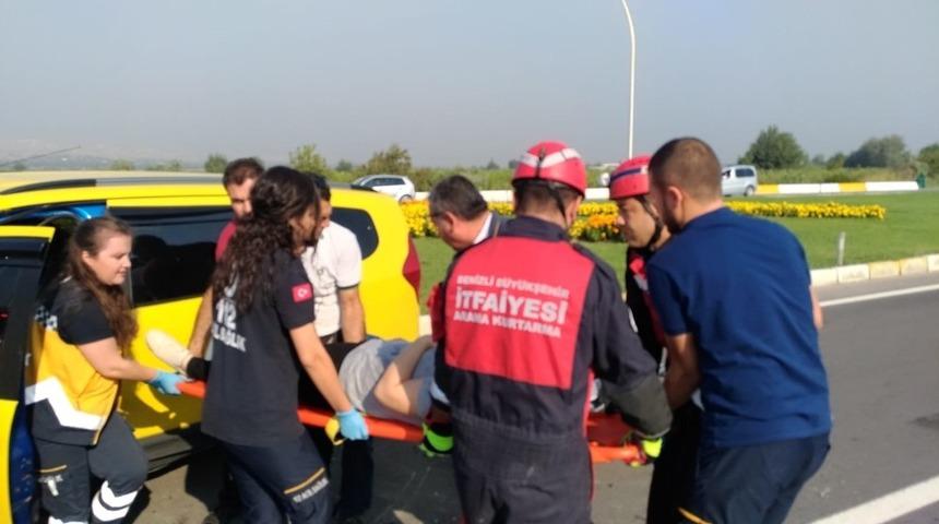 Denizli&rsquo;de trafik kazası: 2 yaralı