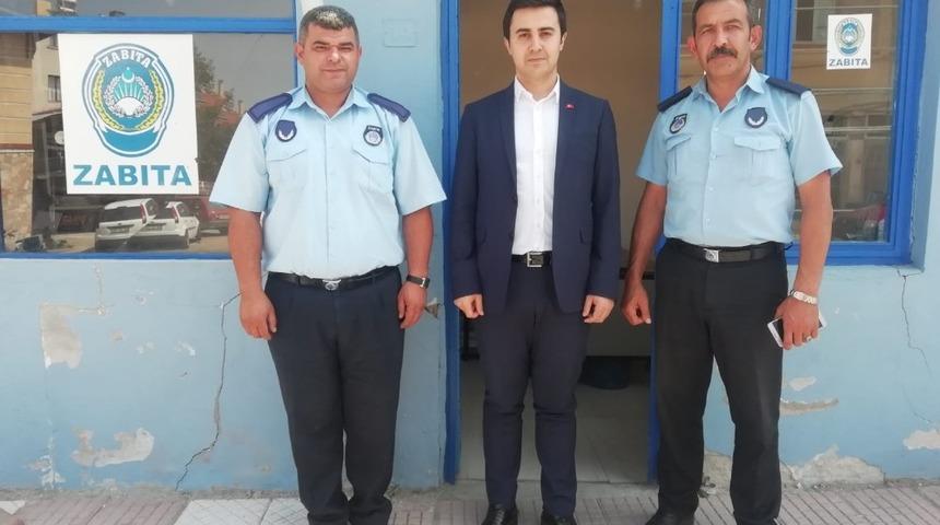 G&uuml;ny&uuml;z&uuml; Kaymakamı Koray &Ccedil;elik zabıta ekiplerini ziyaret etti