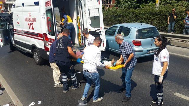 Beton mikseri ile çarpışan motosiklet sürücüsü yaralandı