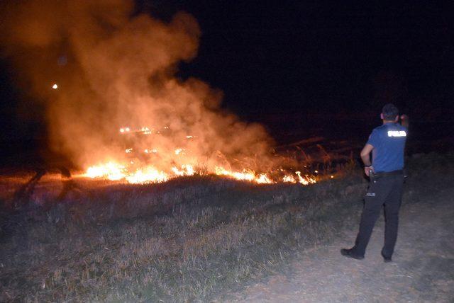 Edirne'de çıkan anız yangını, güçlükle söndürüldü