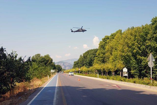 Jandarma trafikten Dalyan yoluna havadan takip