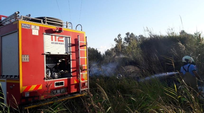 Burhaniye&rsquo;de sazlık yangını s&ouml;nd&uuml;r&uuml;ld&uuml;