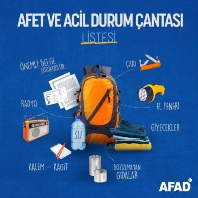 AFAD: “Afet ve acil durum çantanız hazır olsun”