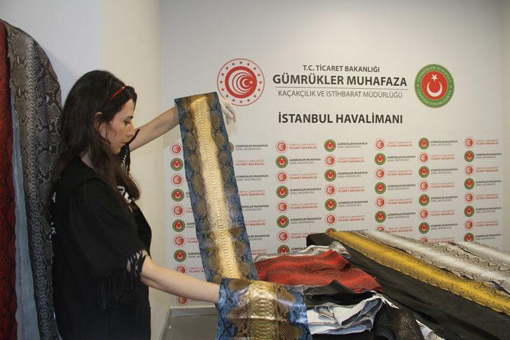 İstanbul Havalimanı'nda 355 metre uzunluğunda 93 adet işlenmiş yılan derisi ele geçirildi G4