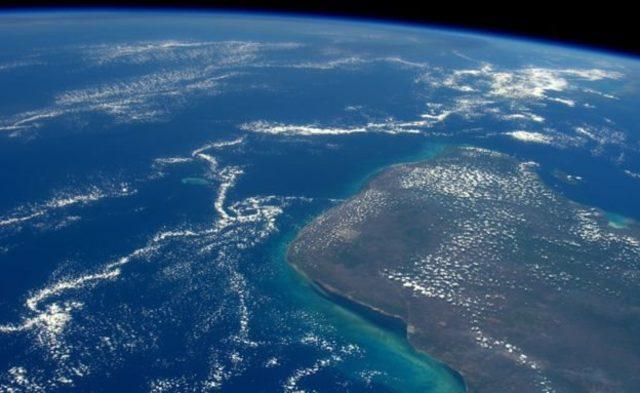 Meksika'daki Yucatan Yarımadası'nın uzaydan görünümü