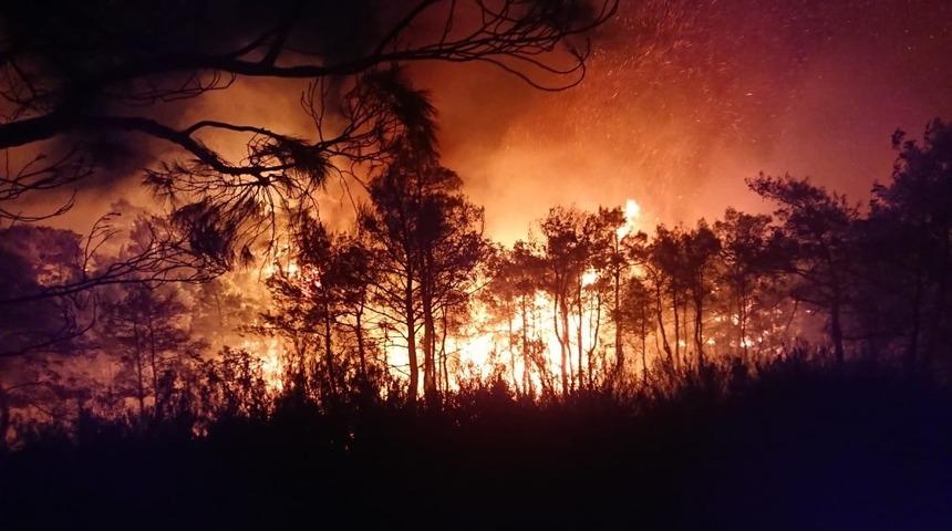Ortaca&rsquo;daki yangına şiddetli r&uuml;zgar nedeniyle g&uuml;&ccedil;l&uuml;kle m&uuml;dahale ediliyor