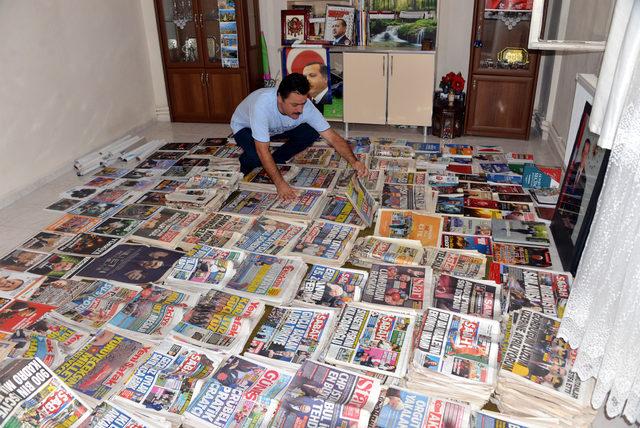 Cumhurbaşkanı Erdoğan'ın yer aldığı gazeteleri 17 yıldır biriktiriyor