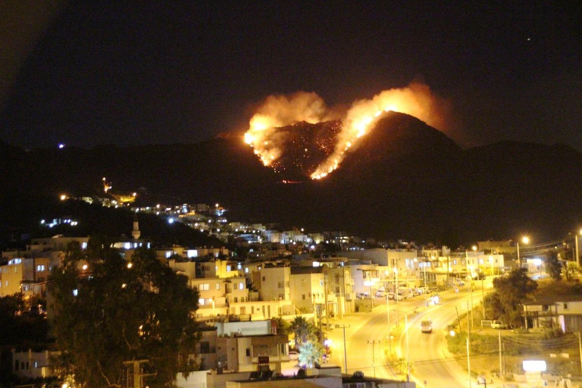Muğla'nın Bodrum il&ccedil;esinde makilik alanda yangın &ccedil;ıktı