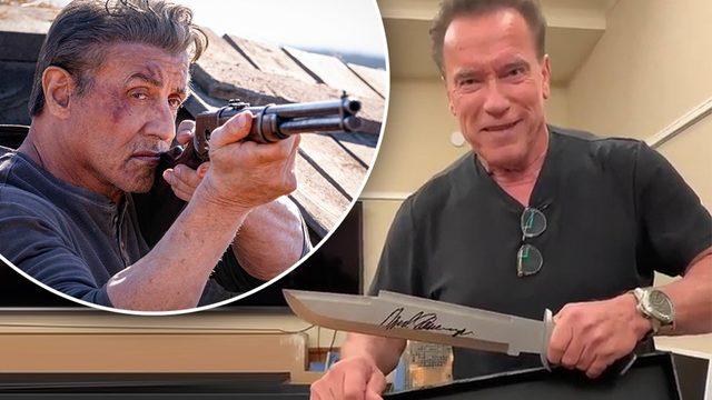 Arnold Schwarzenegger ve Sylvester Stallone arasında 'bıçak düellosu'