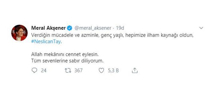 Siyaset ve sanat camiası kansere yenik düşen Neslican Tay'ı andı! 'Gittin, çok üzgünüz çok' G5