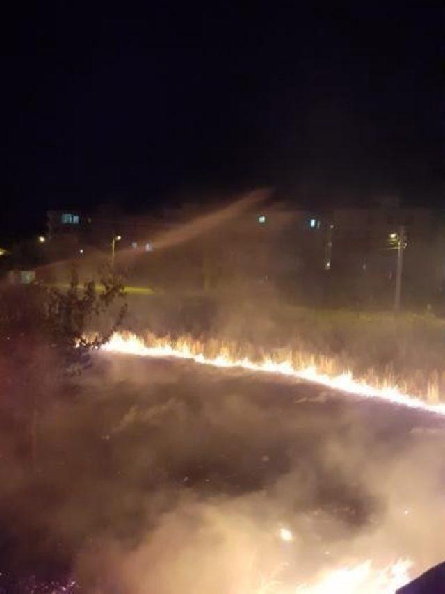 Akaryakıt istasyonu yakınındaki otluk yangını korkuttu 1