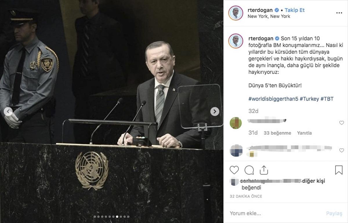 Cumhurbaşkanı Erdoğan BM konuşmalarını Instagram'dan paylaştı