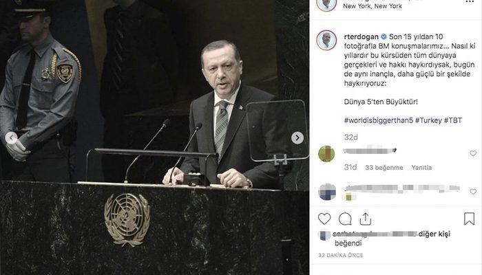Cumhurbaşkanı Erdoğan BM konuşmalarını Instagram'dan paylaştı