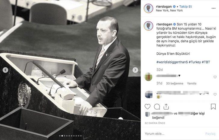 Cumhurbaşkanı Erdoğan BM konuşmalarını Instagram'dan paylaştı G3