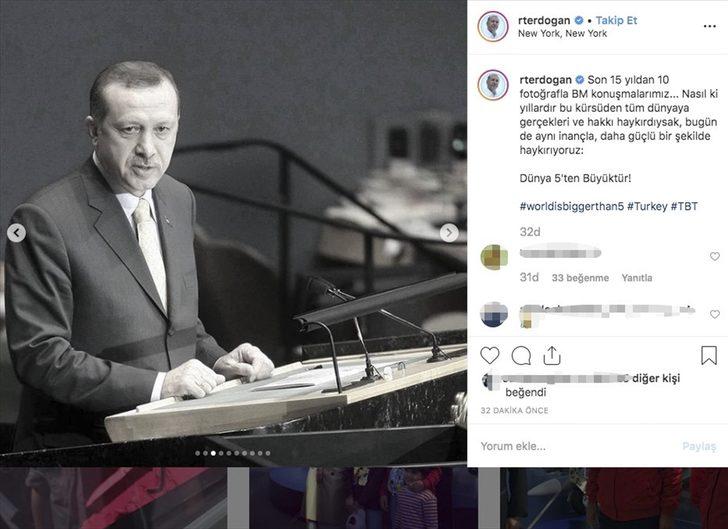 Cumhurbaşkanı Erdoğan BM konuşmalarını Instagram'dan paylaştı G4