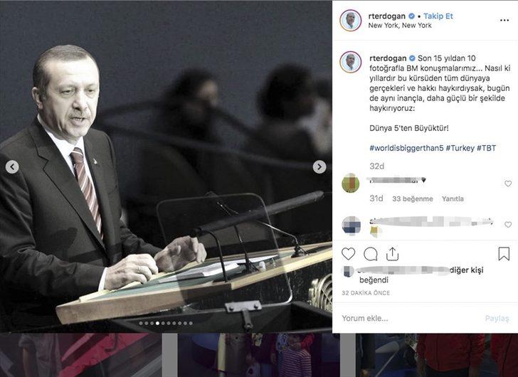 Cumhurbaşkanı Erdoğan BM konuşmalarını Instagram'dan paylaştı G5