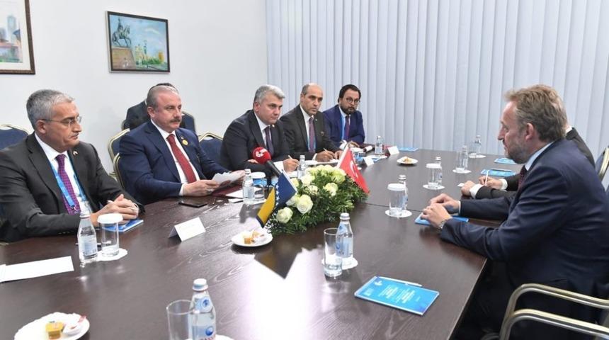 TBMM Başkanı Şentop, Katar Şura Konseyi Başkanı Al Mahmoud ile g&ouml;r&uuml;şt&uuml;