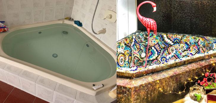 Banyosunun görünümünden sıkıldı, küvetini çakıl taşıyla kapladı! 'Deli olduğumu düşünüyorlar'