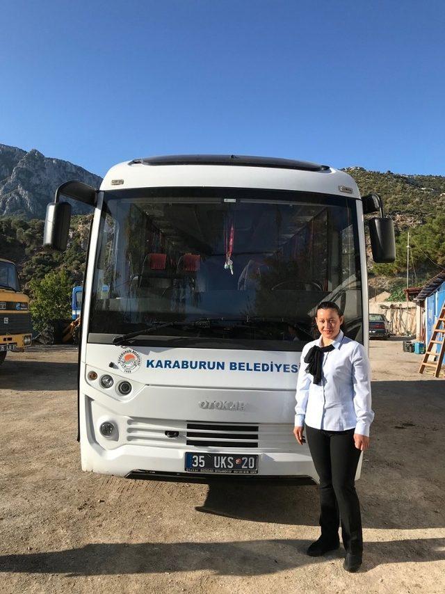 Karaburun’da da toplu taşımaya kadın eli