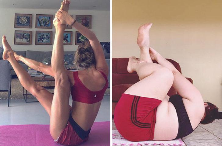 Modellerin pozlarını taklit eden kadın sosyal medyayı salladı! G5