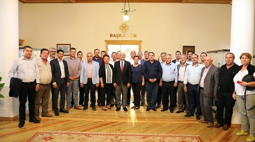 K&ouml;yceğiz muhtarlarından Başkan G&uuml;r&uuml;n&rsquo;e ziyaret
