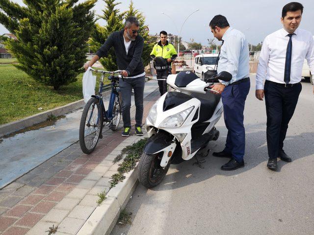 Kazada motosiklet sürücüsünün dili boğazına kaçtı