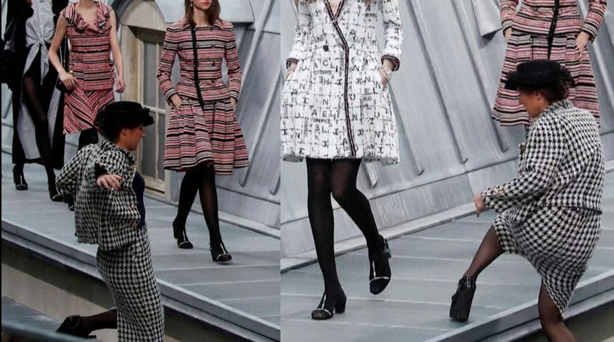 Chanel defilesine 'kaynak yaptı', görevlileri peşinden koşturdu