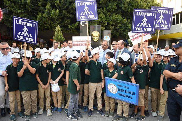 Tarsus’ta 3 boyutlu yaya geçidi uygulaması başlatıldı