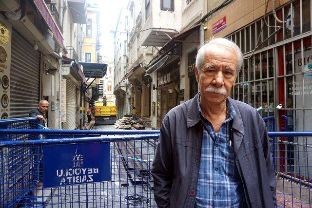 Beyoğlu'nda yıkım kararı verilen binada güçlendirme çalışması