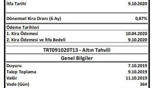 Hazine'den Altın Tahvili ve Altına Dayalı Kira Sertifikası ihracı