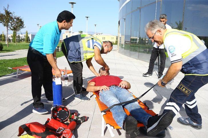 Denizli’de nefes kesen acil durum tatbikatı drone ile görüntülendi G3