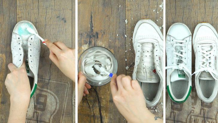 Kirli beyaz ayakkabıları ilk g&uuml;nk&uuml; gibi beyazlatma y&ouml;ntemi