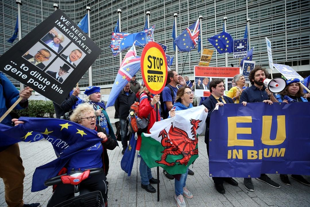 Br&uuml;ksel'de Brexit karşıtı g&ouml;steri