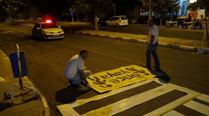 Gerc&uuml;ş&rsquo;te yaya ge&ccedil;idi &ccedil;izgileri yenilendi