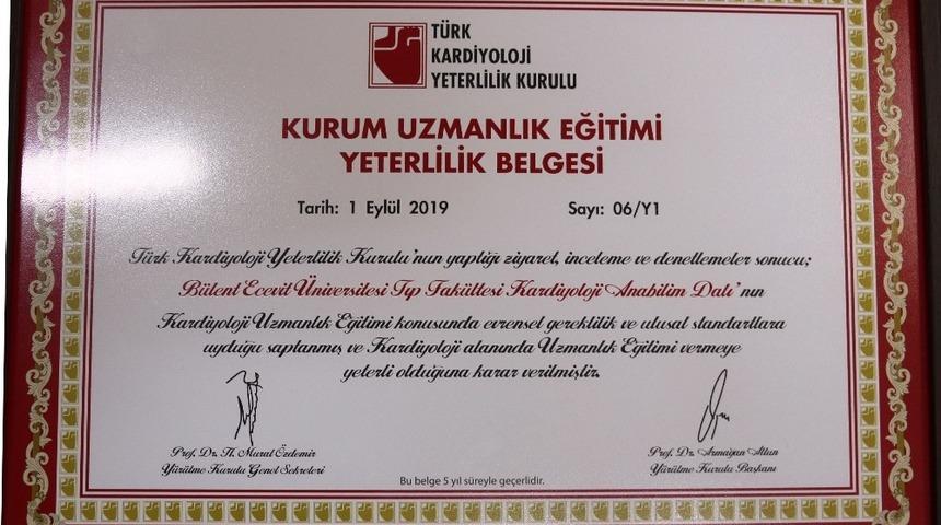 BEÜ’ye “Kurum Uzmanlık Eğitimi Yeterlilik Belgesi”