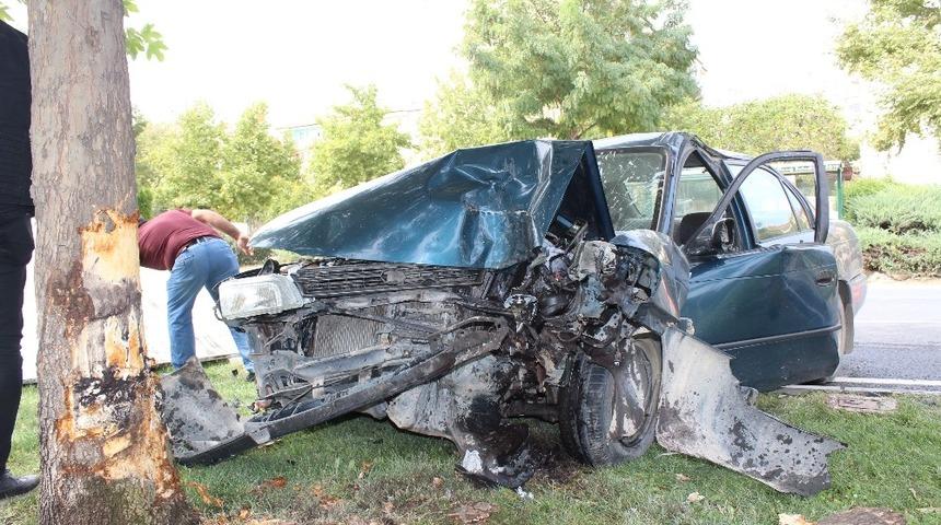 Elazığ&rsquo;da otomobil ağaca &ccedil;arptı: 1 yaralı