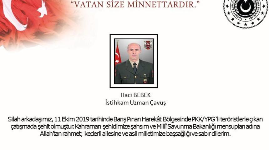 MSB: Barış Pınarı Harekatında 1 asker şehit oldu (2)