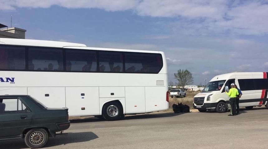 Keşan Otogarı&rsquo;nda otob&uuml;sler denetlendi, &ccedil;ığırtkanlara tutanak tutuldu