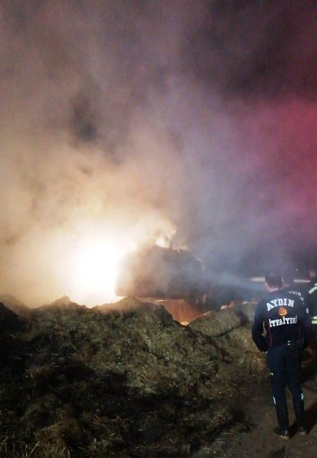 Aydın’daki yangında 700 paket saman zarar gördü