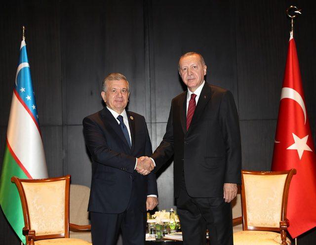 Erdoğan, Özbekistan Cumhurbaşkanı Mirziyoyev ile bir araya geldi