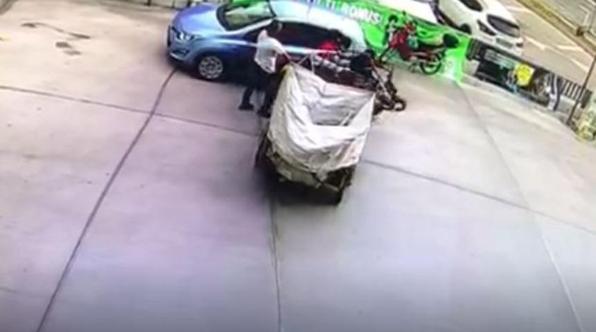 &Ccedil;alışır durumda bırakılan motosiklet ortalığı birbirine kattı