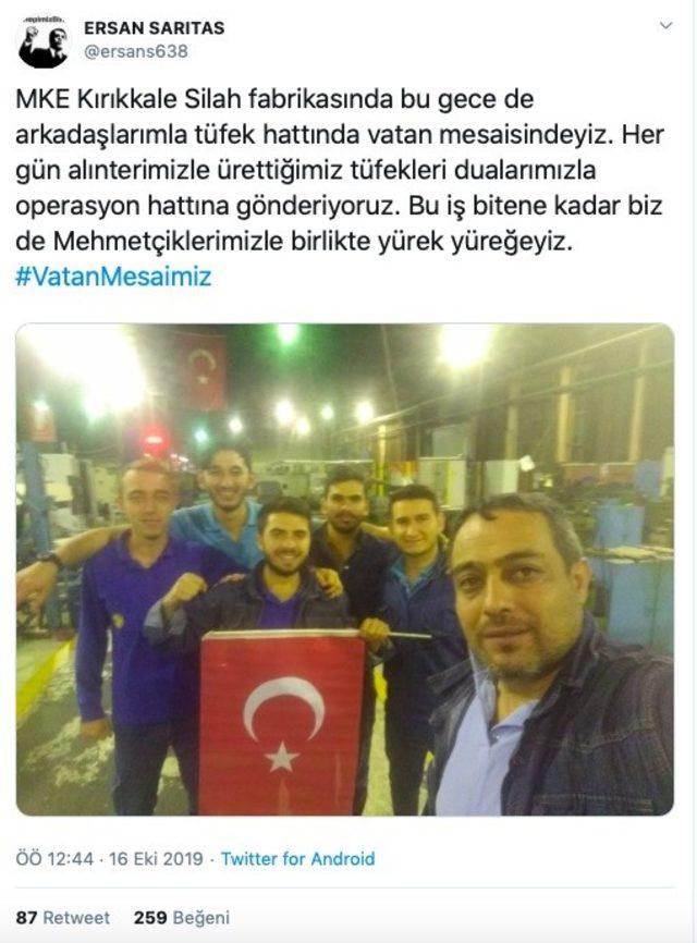 Savunma sanayi emekçilerinden Mehmetçiğe destek