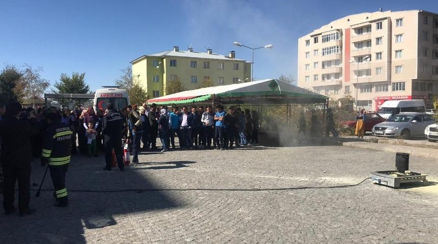 Horasan’da yangın tatbikatı