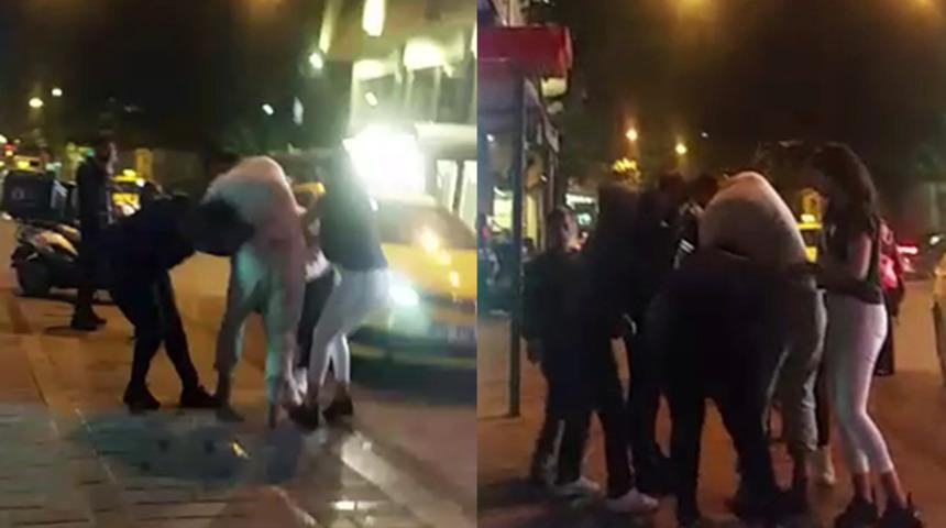 Taksim'de yabancı uyruklu kadınlar birbirine girdi