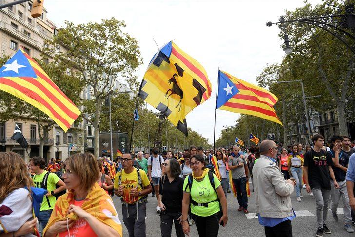 Katalonya'da bağımsızlık yanlısı protestocular Barcelona'da sokaklarda! G1