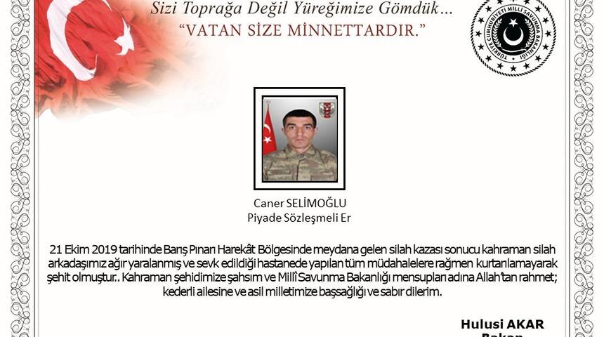 Silah kazasında yaralanan asker şehit oldu