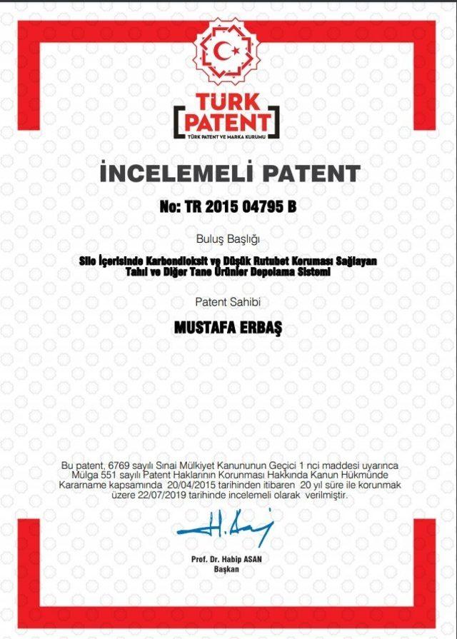 Tahıl depolama sistemine patent