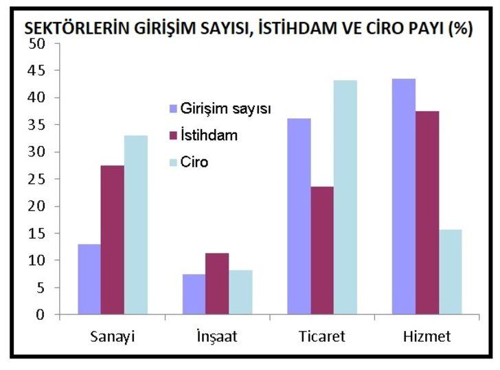 Hizmet sektörünün girişimlerdeki payı yüzde 43.5'e yükseldi